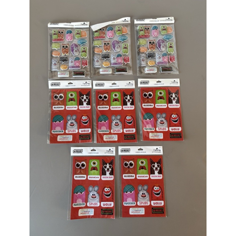 Lot/8 Packs U-Neeks Dayspring Stickers Puffy Flat Sheets
